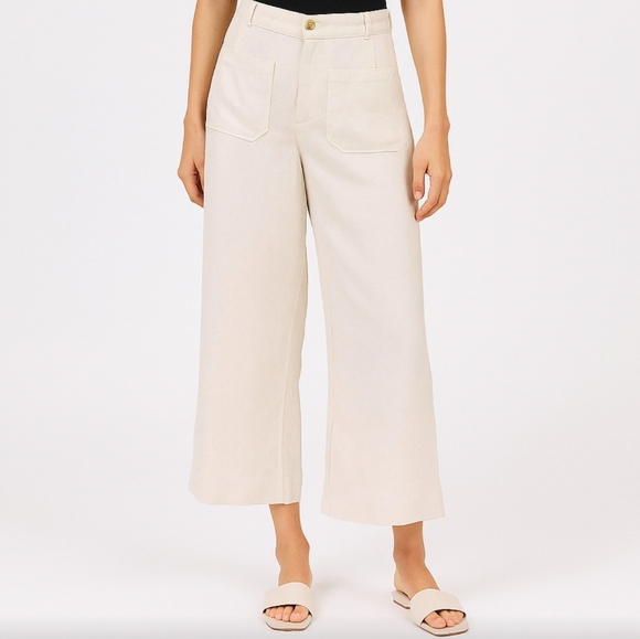 Velvet Heart Denim - NWT Velvet Heart 100% Tencel Wide Leg Cream Crop Pants Women's Size 27